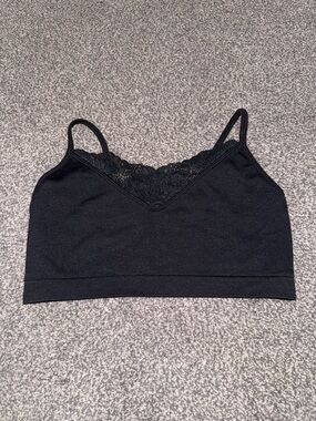Auden Black Lace Trim Seamless Bralette Size Large Comfortable Stretch